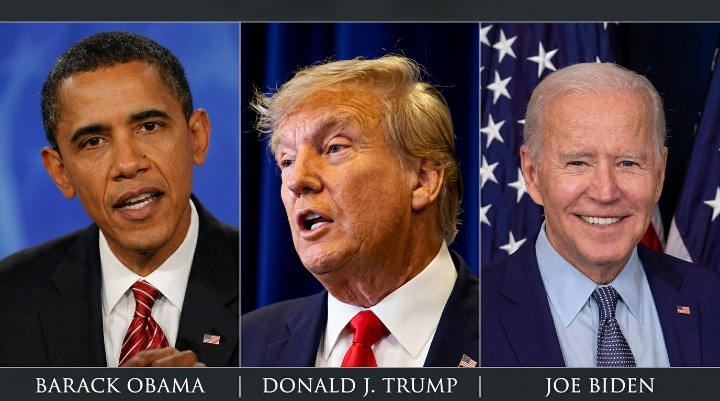 Who Is America’s Most Popular Leader—Trump, Biden or Obama? Side-by-side portraits of Barack Obama, Donald J. Trump, and Joe Biden