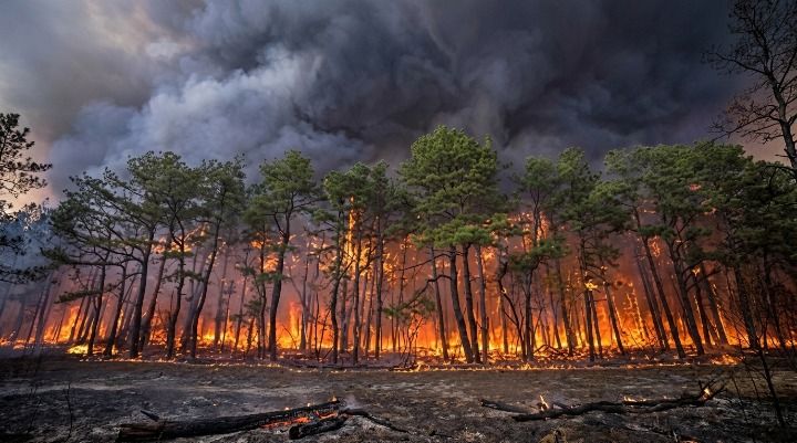 Is New Jersey Facing Worse Wildfire Seasons Due Climate Change? fire and smoke in the forest