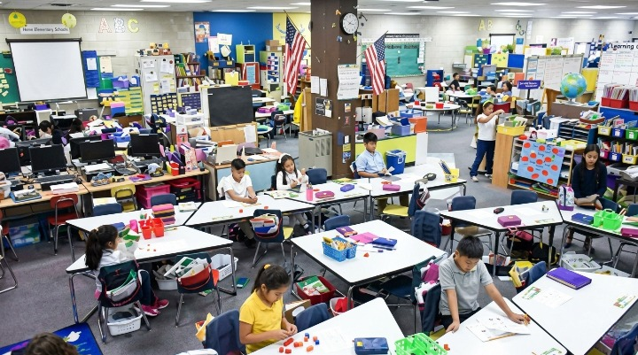Are 50 Tiny School Districts About to Merge? Big Changes Ahead! Students working at classroom desks