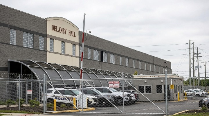 Driver Charged After Protester Hit Near Delaney Hall! Investigation Continues Delaney Hall building behind fence