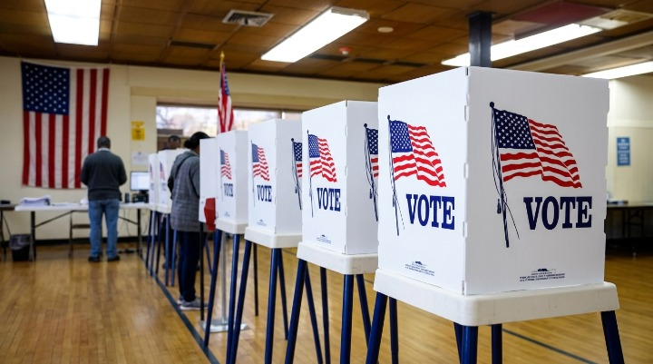 Illegal Voting Case Shocks New Jersey! Investigation Raises Fresh Questions Row of white voting booths